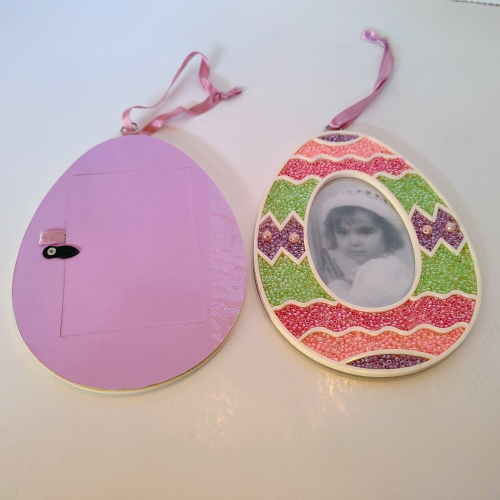 NWOT Vtg 90s Set of 2 Pastel Easter Egg Ornaments Sears Photo Studio